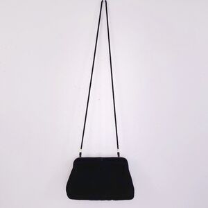 New! TALBOTS Black Velvet Frame Clutch Convertible Crossbody Bag